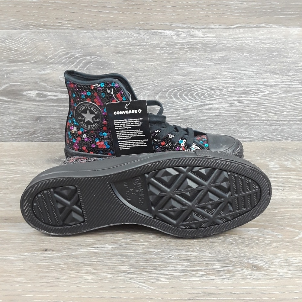 Women's Converse Ctas Sequins Black Blue Cheery - Picture 5 of 6